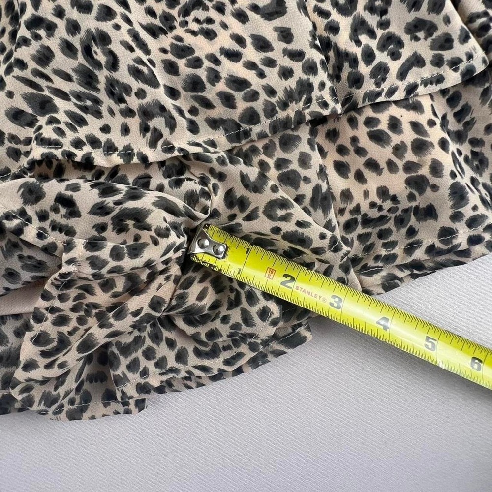 Entro Leopard Print Smocked Romper Long Sleeve Tiered Ruffle Mini Size M - Picture 6 of 7